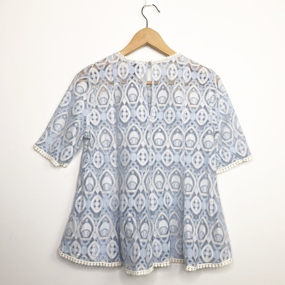 HD in Paris by Anthro, blue lace CIGNA blouse - Picture 8 of 11